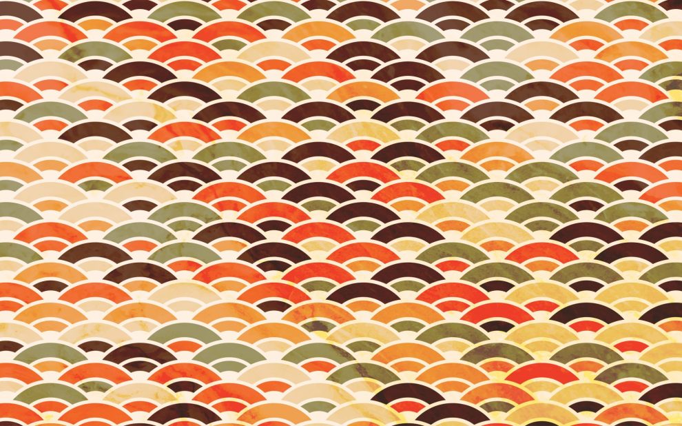 Japanese pattern colorful background with circle overlapping and marble texture retro style Kotoba